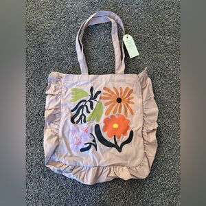 Pink ruffle floral Papersource tote